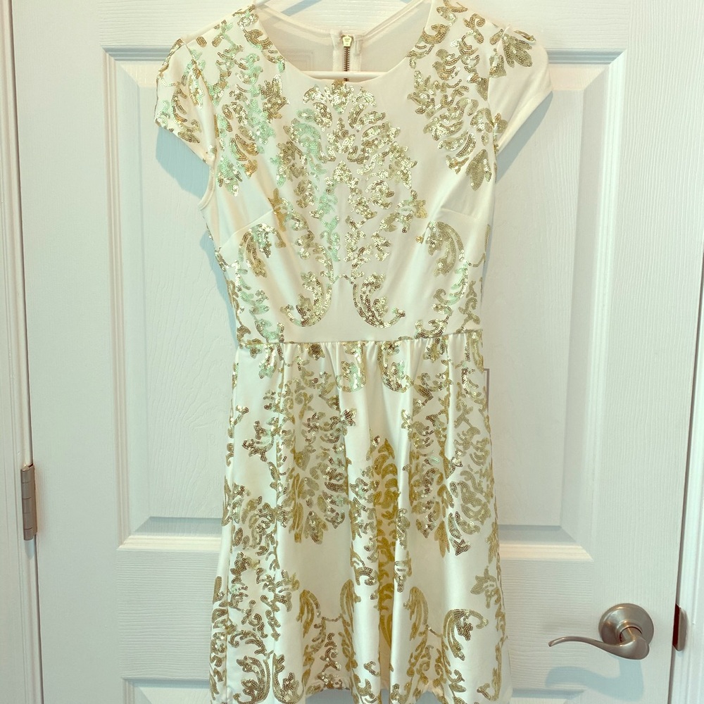 White and gold glitter dress